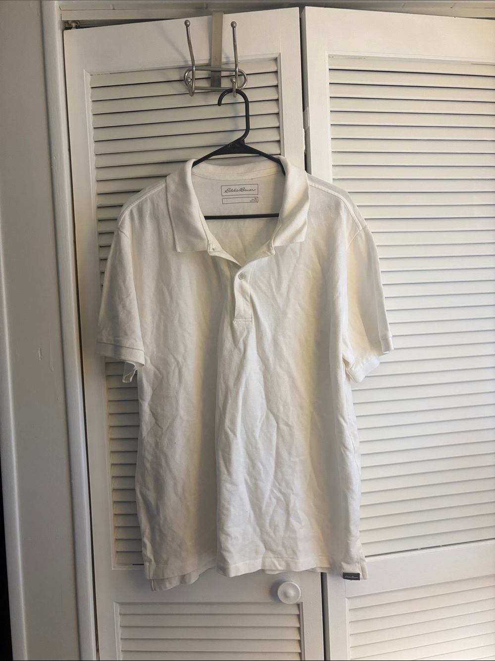 Eddie Bauer Men's White Short-Sleeve Polo